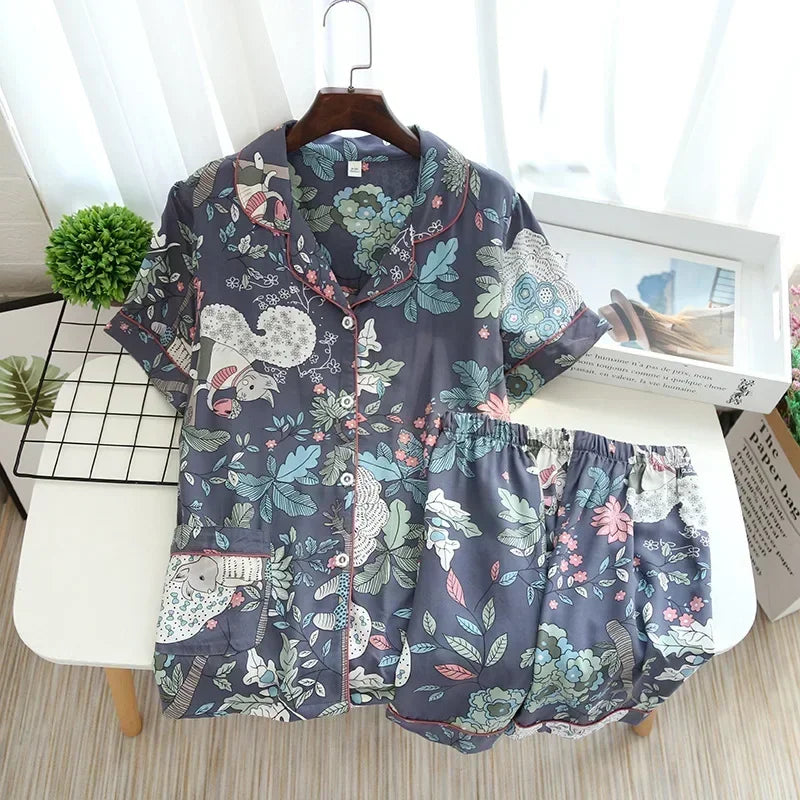 Ensemble Pyjama en Viscose Manches Longues d'été