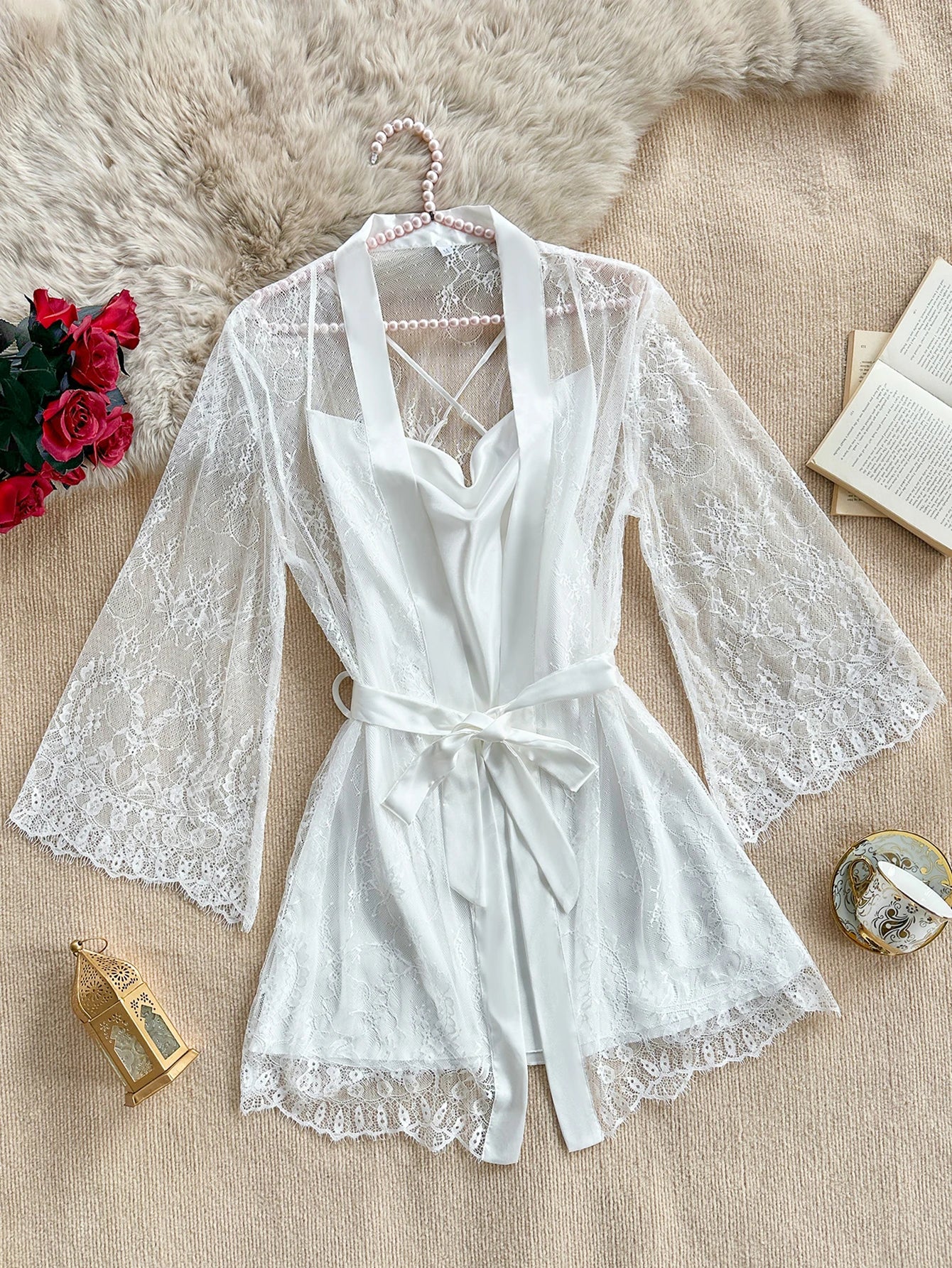Ensemble Pyjama en Dentelle Transparente Sexy