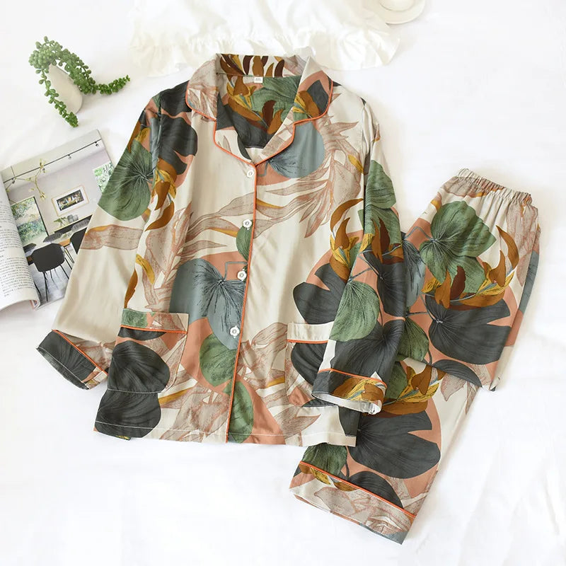 Ensemble Pyjama en Viscose Manches Longues d'été