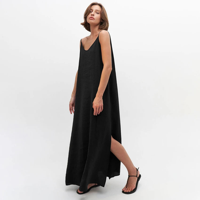 Chemise de Nuit Blanche Col en V d'été