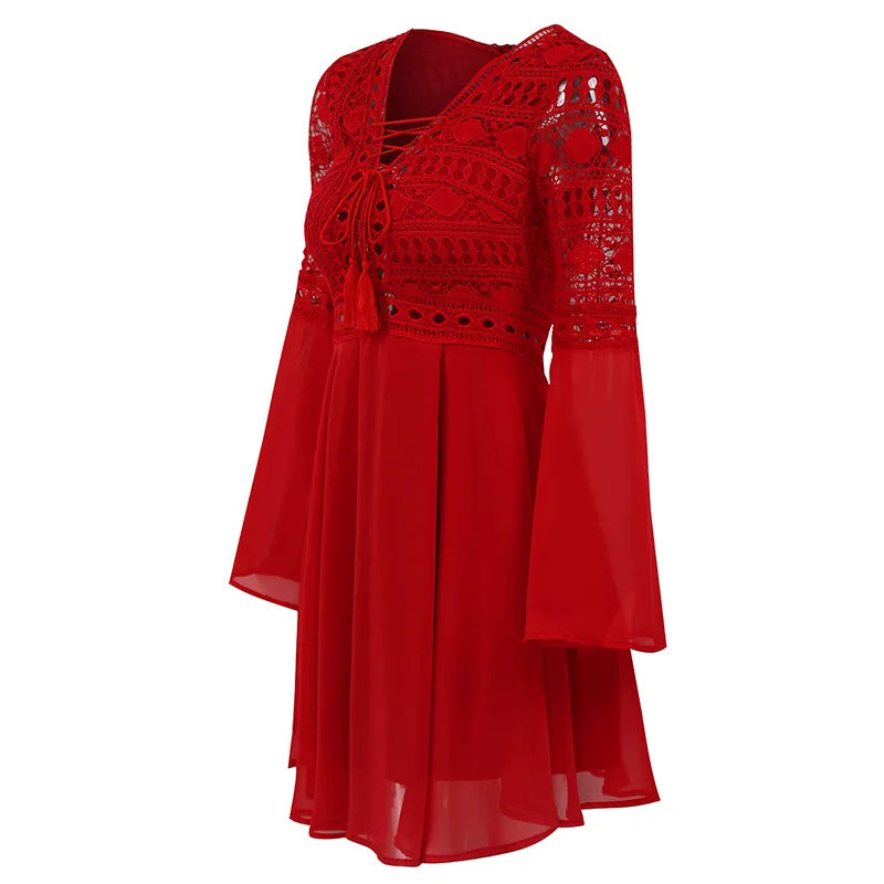 Robe Courte en Mousseline de Soie Noire Col en V d'été