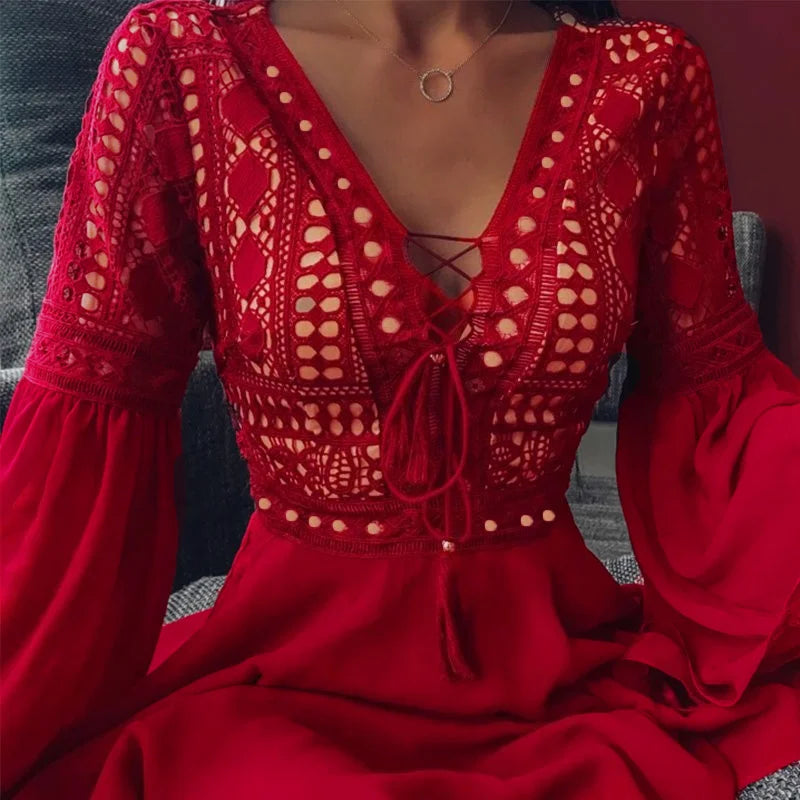 Robe Courte en Mousseline de Soie Noire Col en V d'été