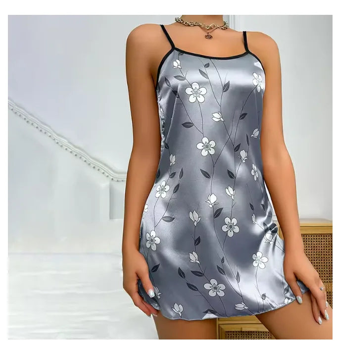 Chemise de Nuit en Satin Dos Nu d'été Sexy