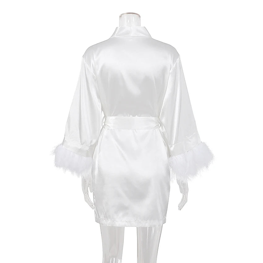 Peignoir en Satin Manches Longues de Mariée