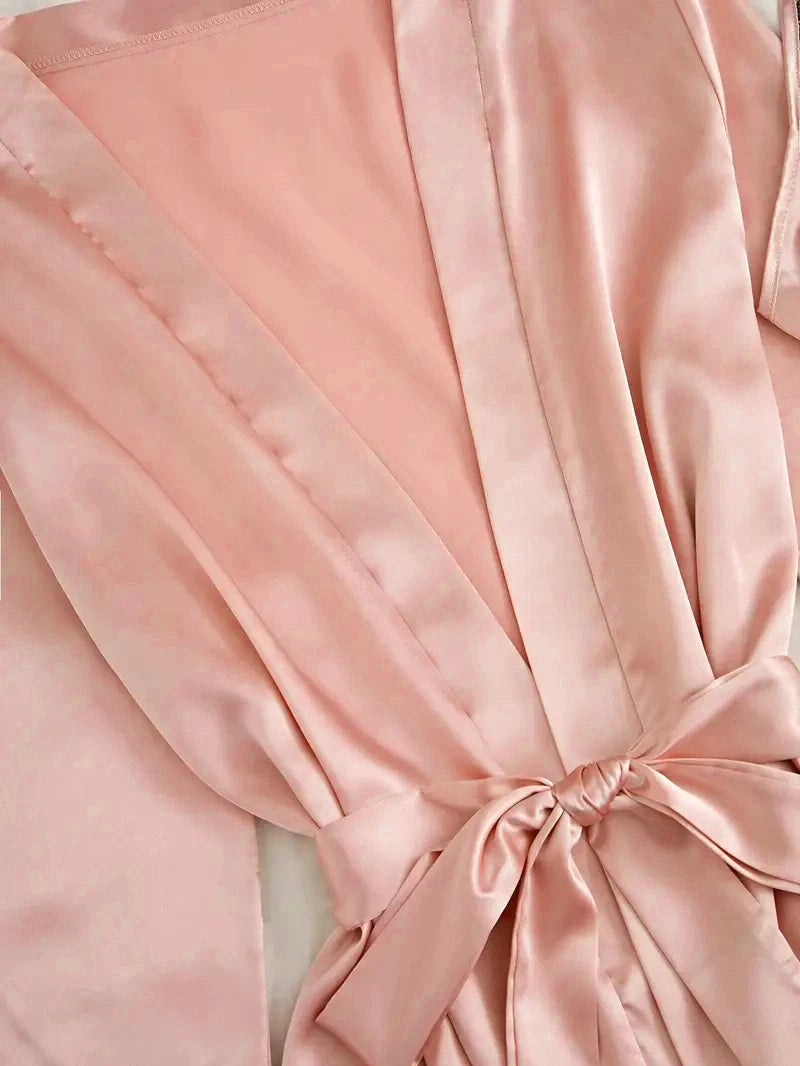 Peignoir en Dentelle Rose Sexy