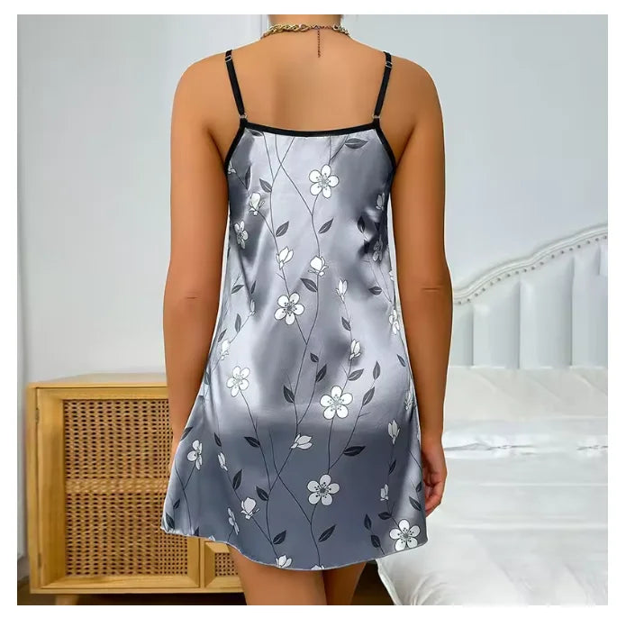 Chemise de Nuit en Satin Dos Nu d'été Sexy