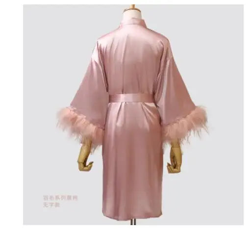 Peignoir en Satin Col en V