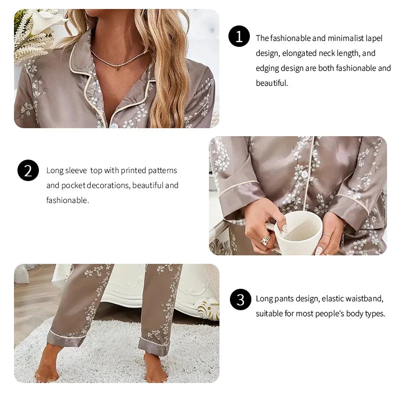 Ensemble Pyjama en Satin Manches Longues Automne/hiver