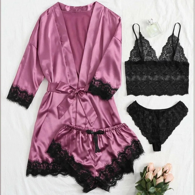Ensemble Pyjama en Dentelle à Bretelles Sexy
