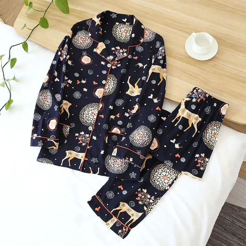 Ensemble Pyjama en Viscose Manches Longues d'été