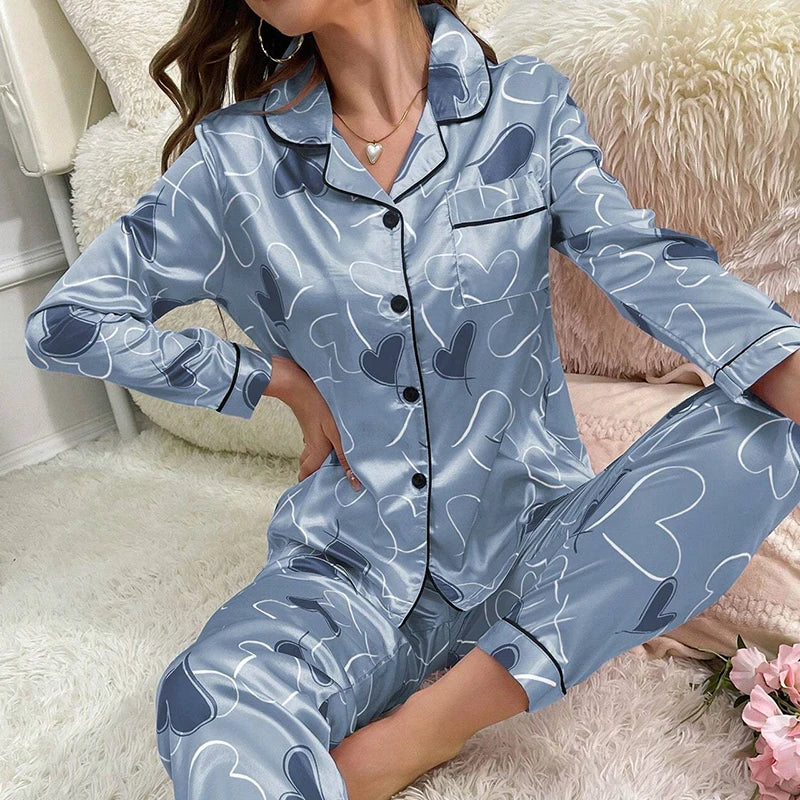 Ensemble Pyjama en Satin Manches Longues Automne/hiver