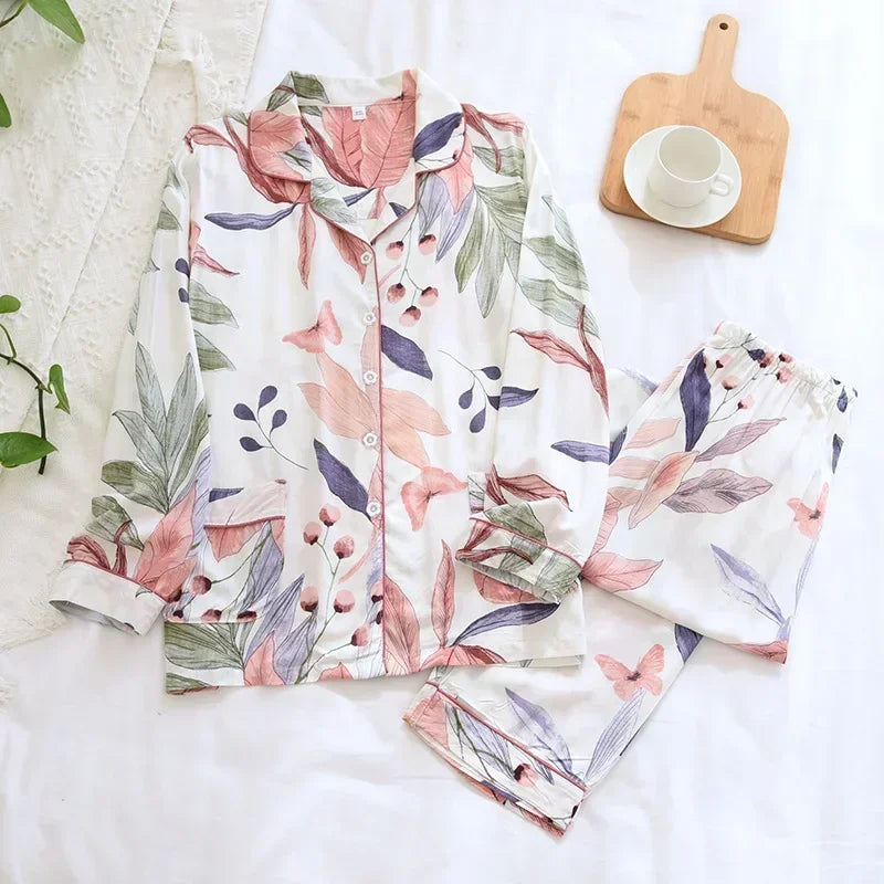 Ensemble Pyjama en Viscose Manches Longues d'été