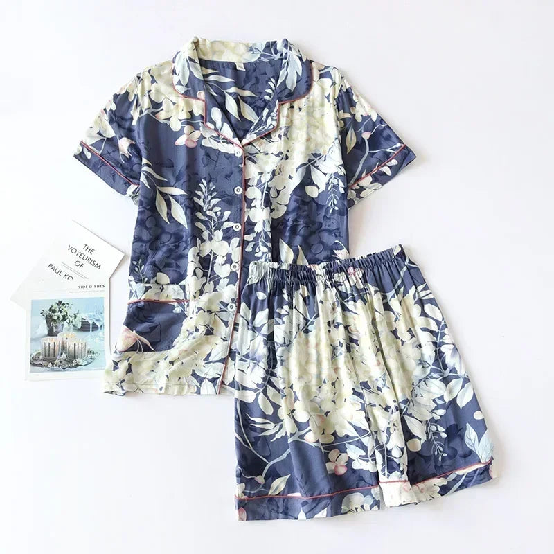 Ensemble Pyjama en Viscose Manches Longues d'été
