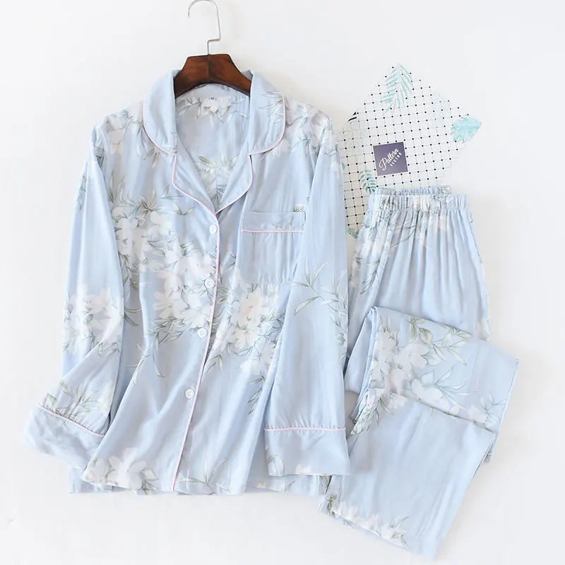 Ensemble Pyjama en Viscose Manches Longues d'été