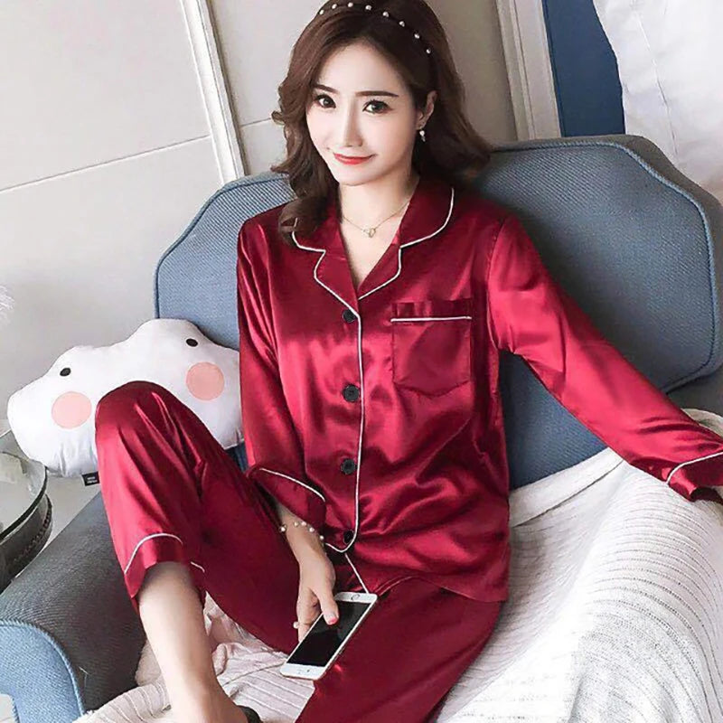 Ensemble Pyjama en Satin Manches Longues Automne/hiver #2