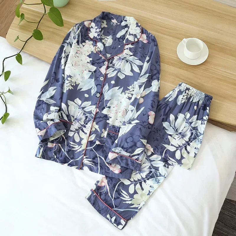 Ensemble Pyjama en Viscose Manches Longues d'été