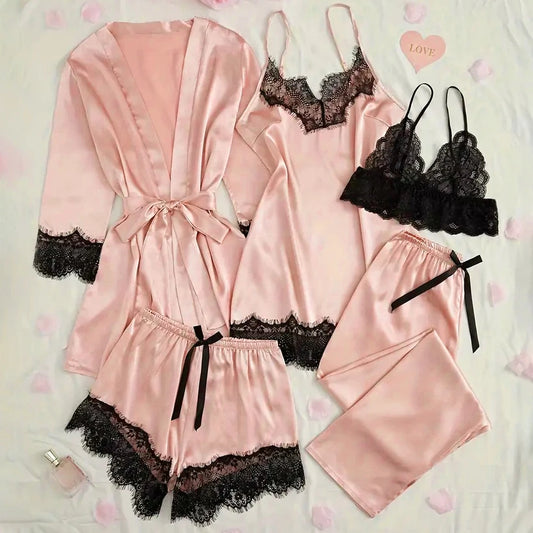 Peignoir en Dentelle Rose Sexy