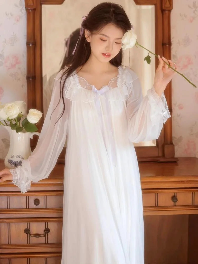 Ensemble Pyjama en Dentelle Manches Longues Grande Taille