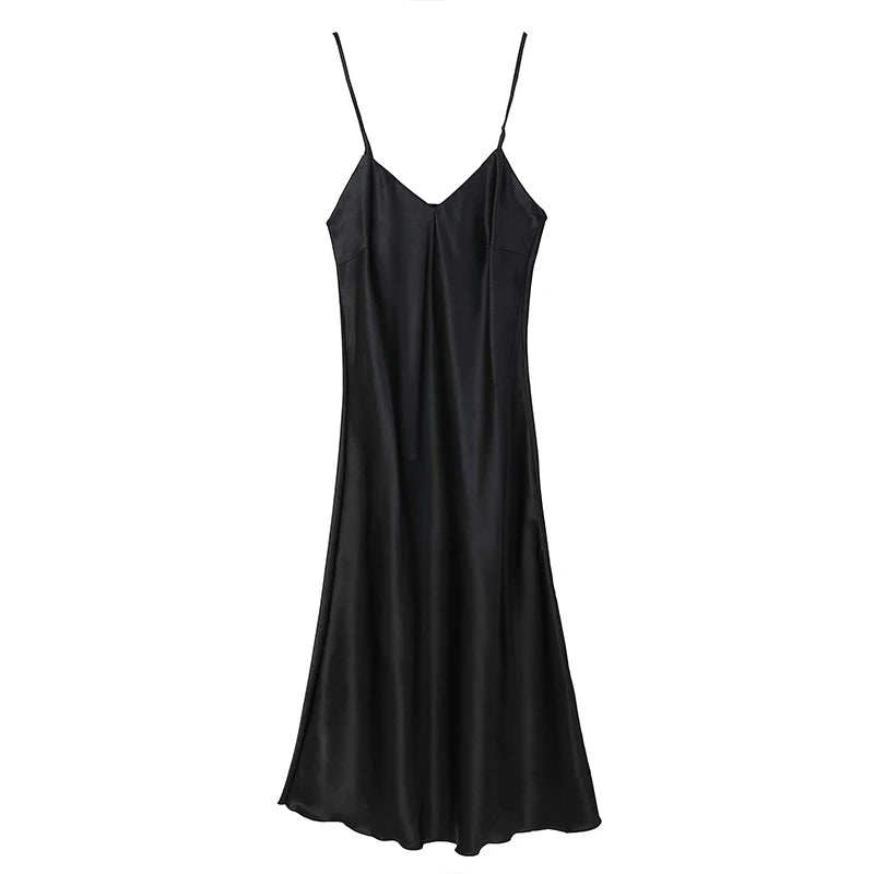 Chemise de Nuit en Satin Col en V