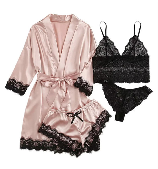 Ensemble Pyjama en Dentelle à Bretelles Sexy