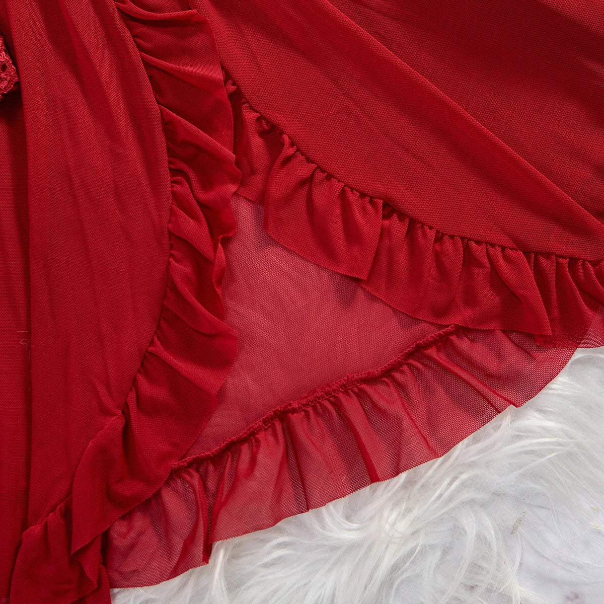 Nuisette en Dentelle Rouge Transparent Sexy