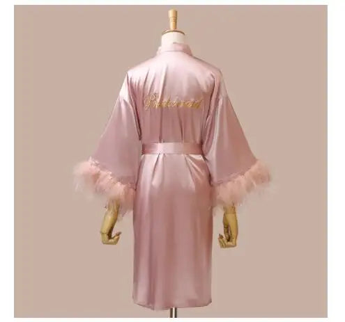 Peignoir en Satin Col en V