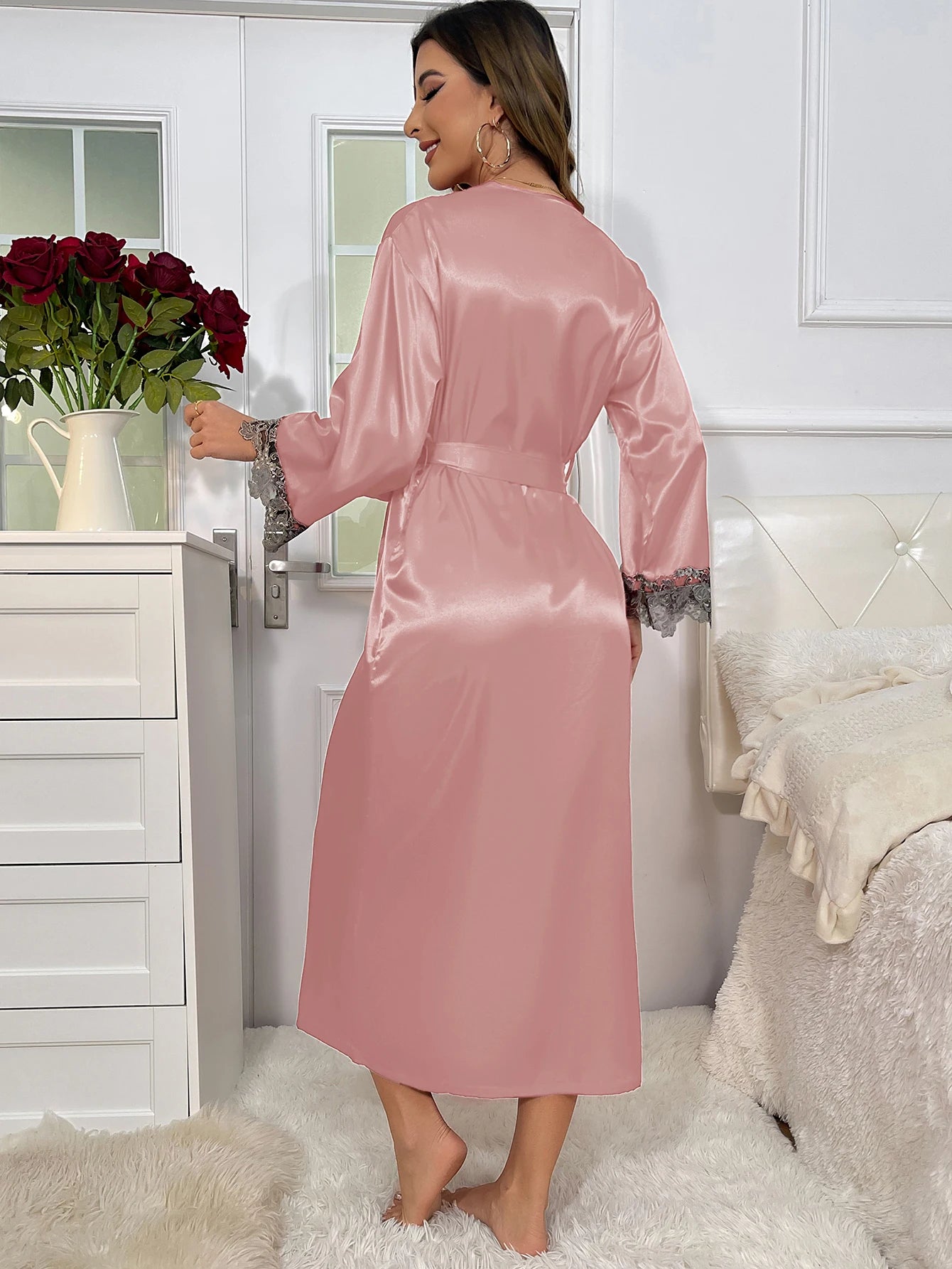 Ensemble Pyjama en Dentelle Col en V Sexy #3